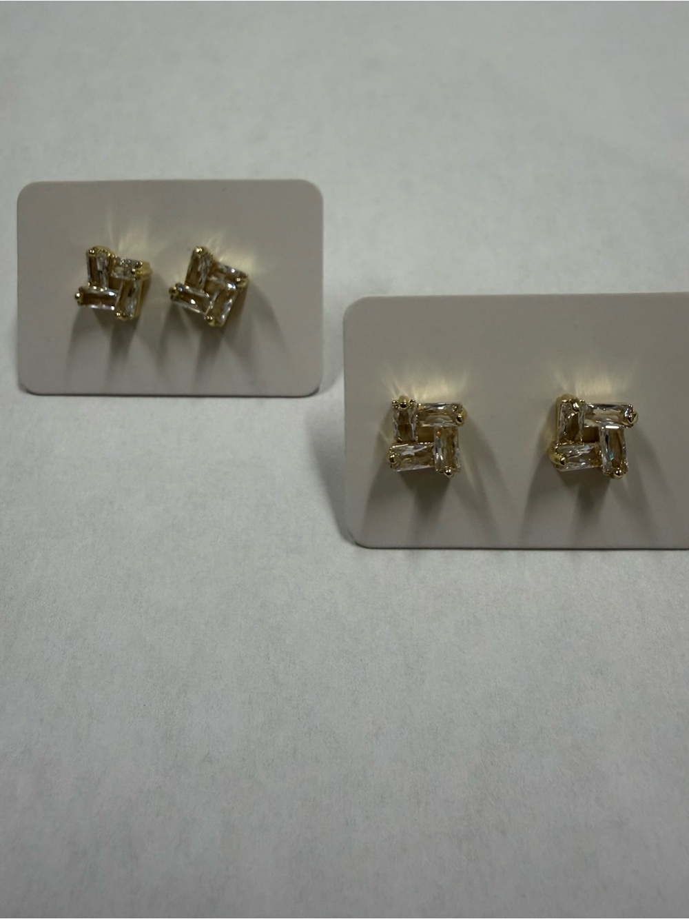 Set of 2 Pairs of 14k Gold Electroplated with Cz Stones Post Back Earrings